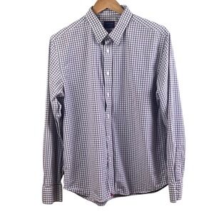 Untuckit Gray‎ White Gingham Check Long Sleeve Button Down Cotton Shirt Large